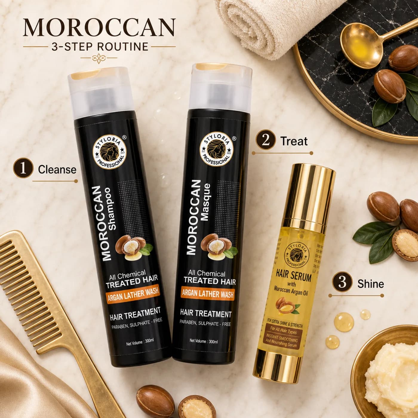 Styloria Professional Moroccan Argan Ritual 2 × 300 ml + 50 ml, image 4