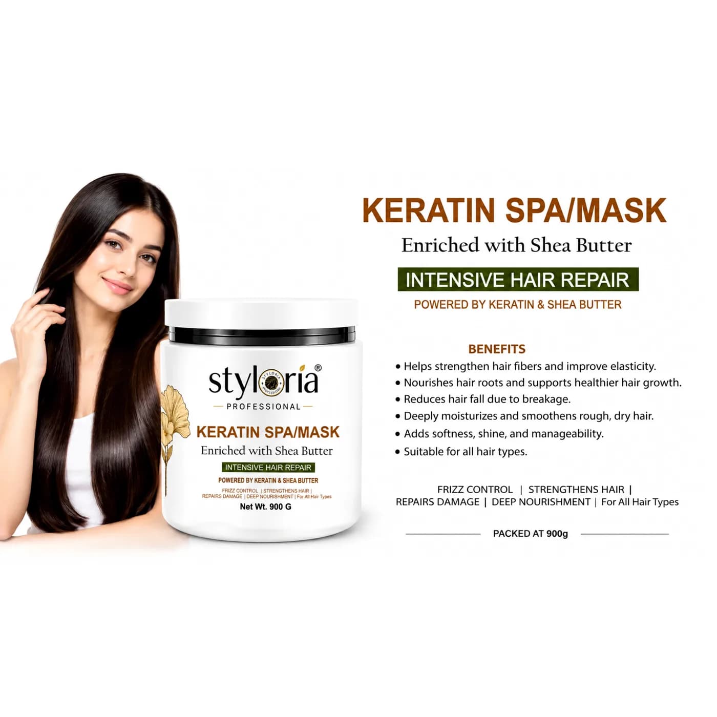 Styloria Professional Keratin Hair Spa Mask 900 g, image 3