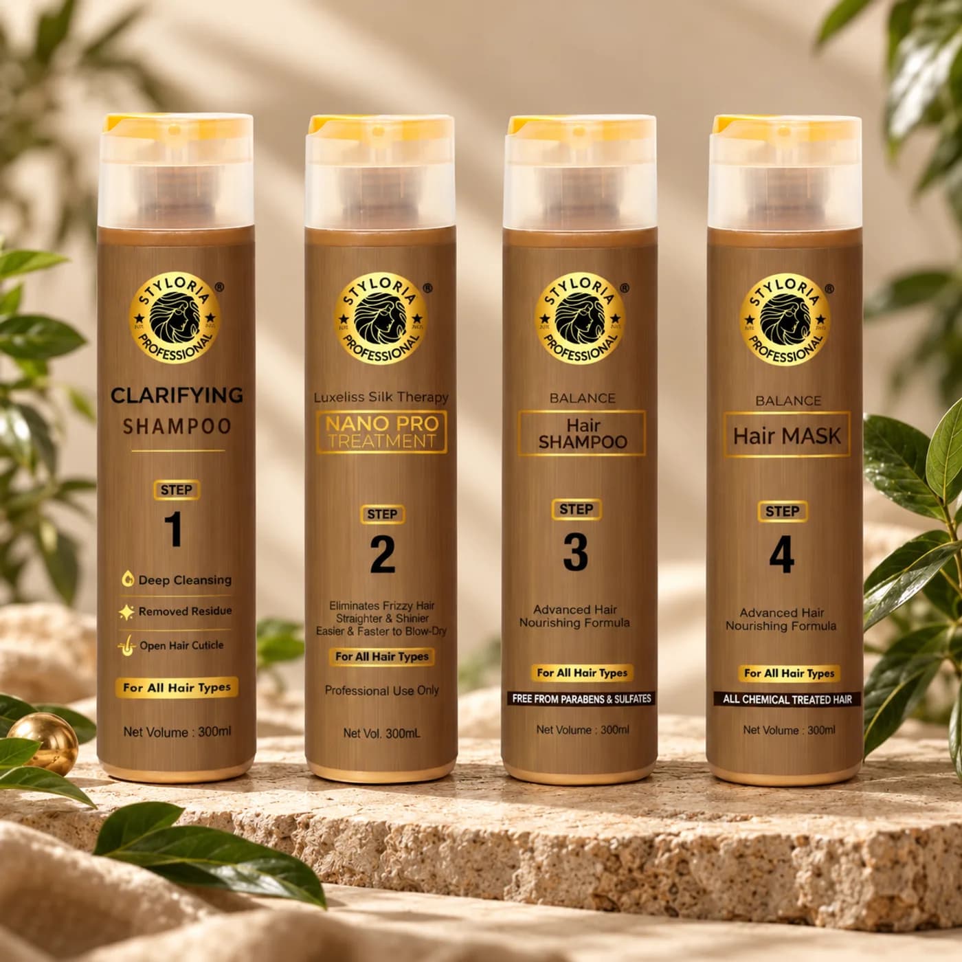 Styloria Professional Nano Pro 4-Step Salon System 4 × 300 ml